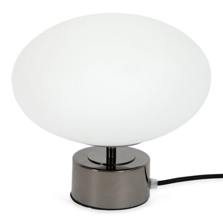 Ellipse Touch Lamp White Glass Black Chrome