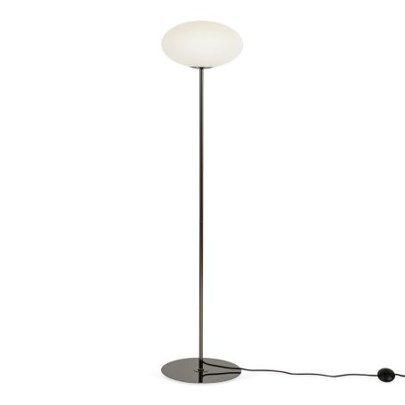 Ellipse Floor Lamp White Glass Black Chrome