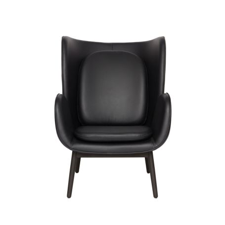 Enclose Lounge Chair Elmotique Black Leather Wenge Frame