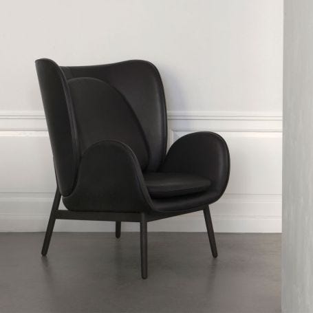 Enclose Lounge Chair Elmotique Black Leather Wenge Frame