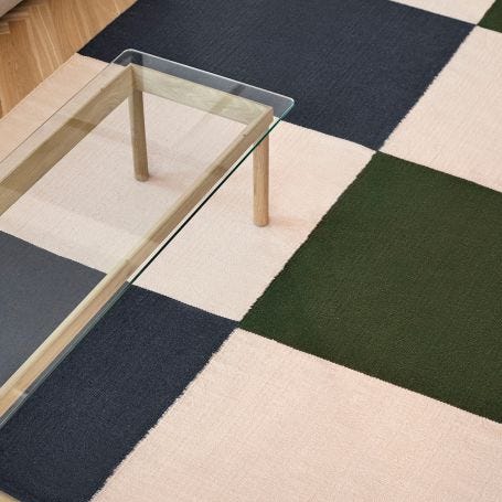 Ethan Cook Flat Works Rug Peach Green Check