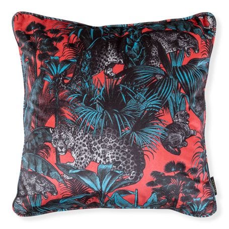 Faunacation Velvet Cushion Red 50 x 50cm