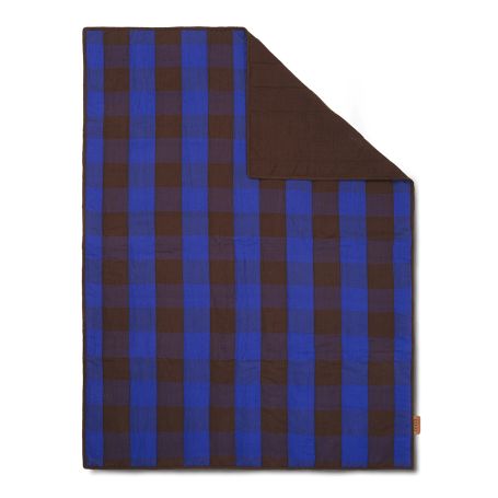 Grand Quilted Blanket Choco/Bright Blue 120 x 170cm