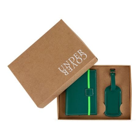 Fir and Green Luggage Tag and Passport Set