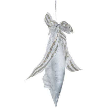 Frosted Glass Drop Decoration in Pearl