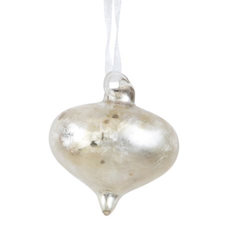 Frosted Glass Sultan Decoration in Pearl 8cm