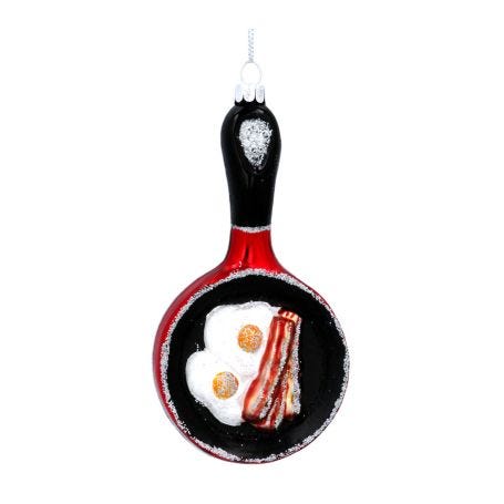 Glass Frying Pan Decoration Bacon and Eggs