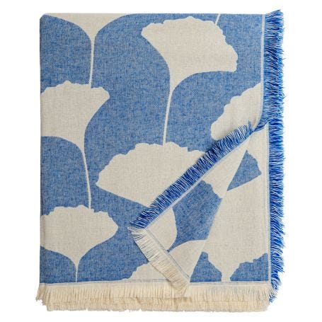 Ginko Recycled Cotton Throw Blue 130 x 170cm