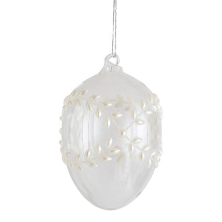 Glass Egg with Pearl Leaves Decoration
