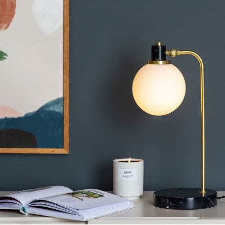 Globe Glass Desk Lamp Black