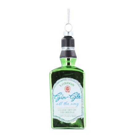 Green Glass Gin Bottle Decoration with Confetti