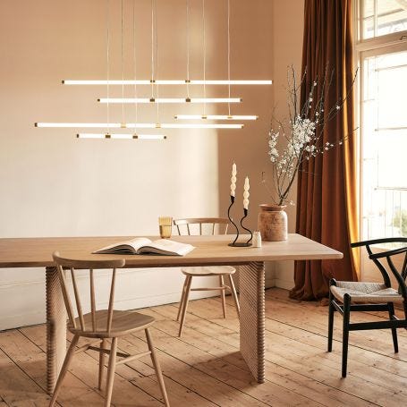 Tubular LED Linear Pendant Gold