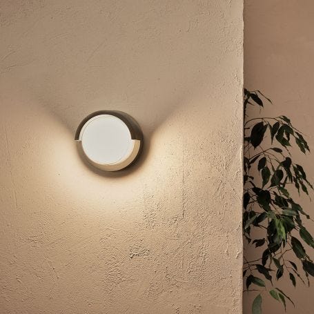 LED Outdoor or Bathroom Wall Light Shaded Top Dark Grey