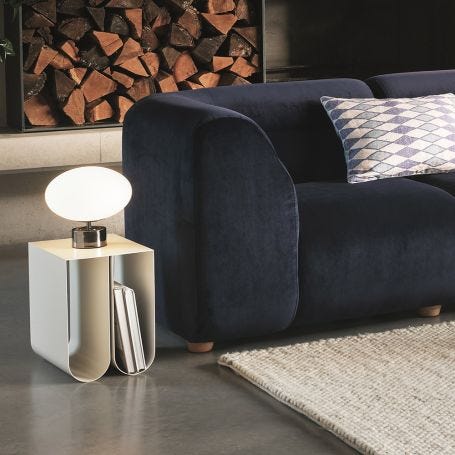 Ellipse Touch Lamp White Glass Black Chrome