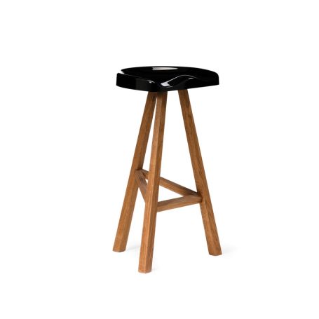 Heidi Barstool Wood Base Gloss Black Seat