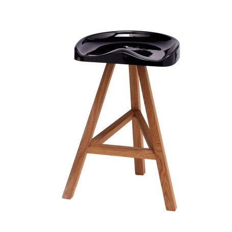 Heidi Counter Stool Wood Base Gloss Black Seat
