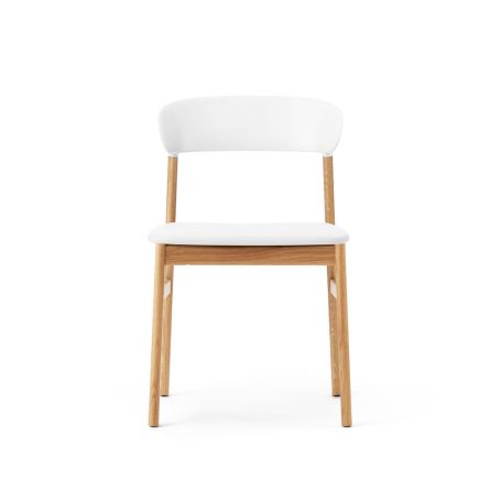 Herit Dining Chair Spectrum White Leather Oak Legs