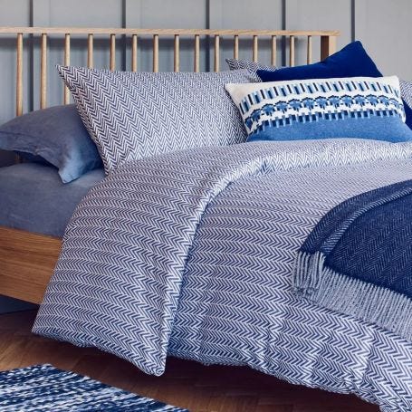 Herringbone Navy Duvet Cover Double