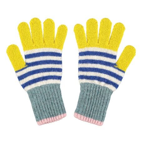 Kids Lambswool Gloves Yellow Stripe