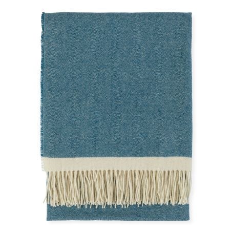 Lambswool Edge Throw Navy 140 x 200cm