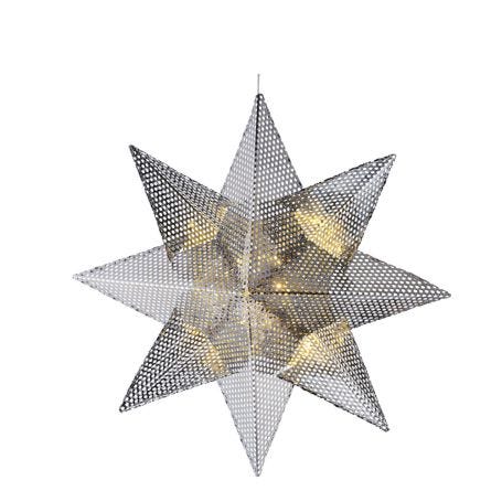 Lene LED Indoor Metal Hanging Star Light Silver 33cm