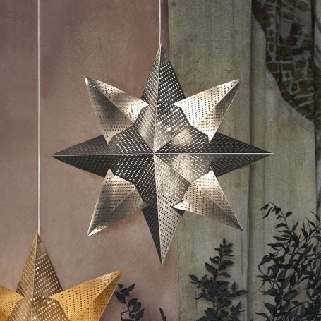 Lene LED Indoor Metal Hanging Star Light Silver 33cm