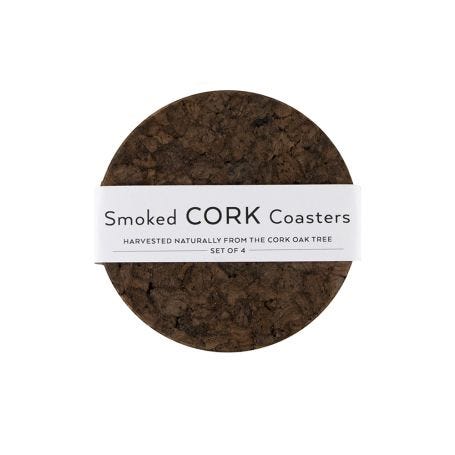 Smoked Cork Round Coaster Set of 4