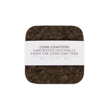 Smoked Cork Square Coaster Set of 4