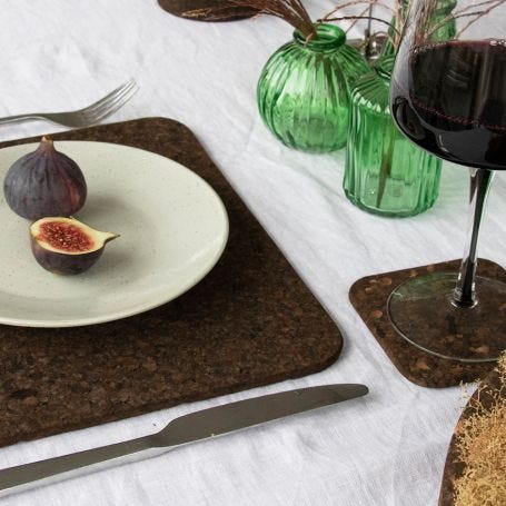 Smoked Cork Square Coaster Set of 4