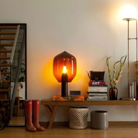 Lighthouse Table Lamp Amber Glass