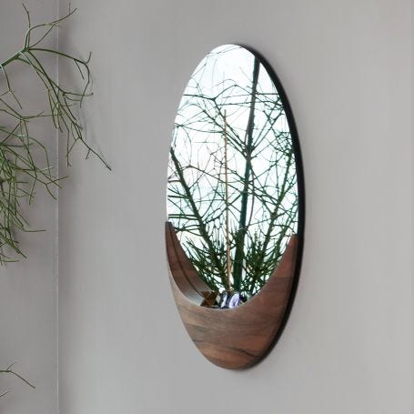 Luna Wall Mirror European Walnut Medium