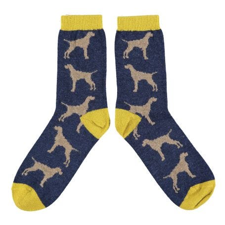 Mens Lambswool Ankle Socks Hounds Navy