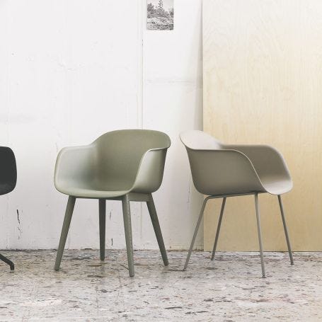 Fiber Armchair Wood Base