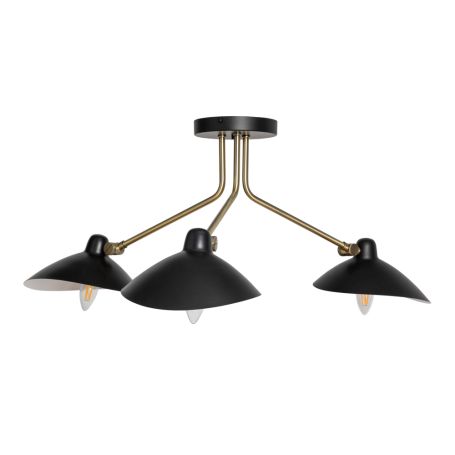 Milton 3 Arm Semi Flush Ceiling Light Black