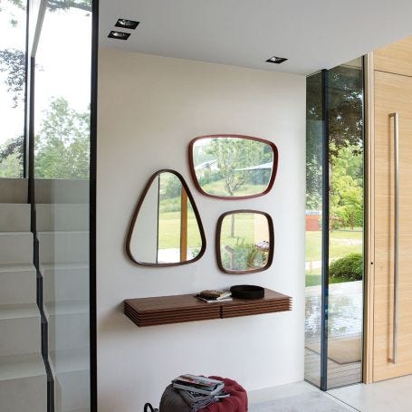 Mix 3 Triangular Wall Mirror Canaletta Walnut