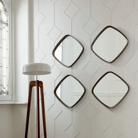 Mix 4 Square Wall Mirror Canaletta Walnut Small