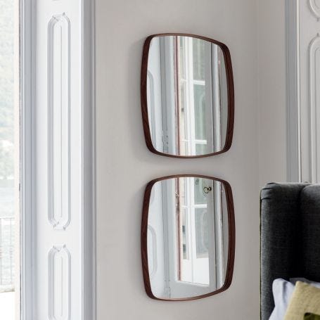 Mix 6 Square Wall Mirror Canaletta Walnut