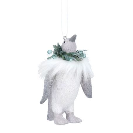 Nat Resin Penguin Fur Wreath Decoration 1