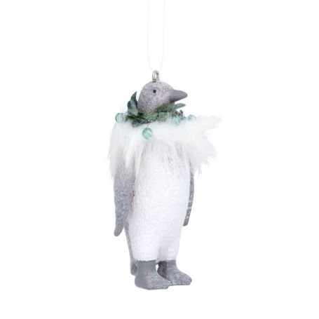 Nat Resin Penguin Fur Wreath Decoration 2