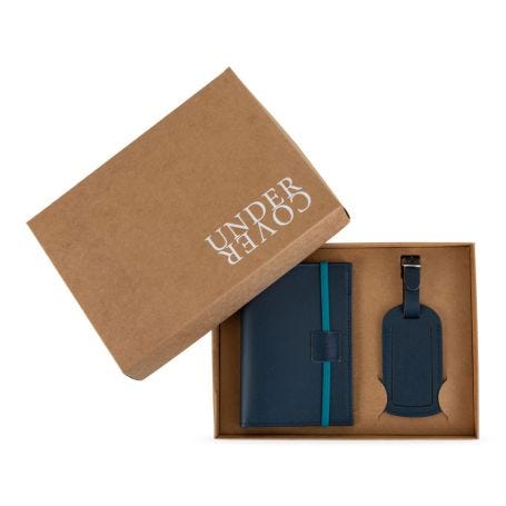 Navy and Teal Luggage Tag and Passport Set