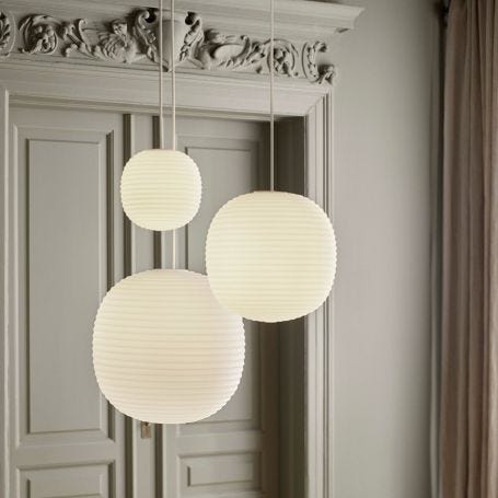 Lantern Pendant Light Frosted White Opal Glass