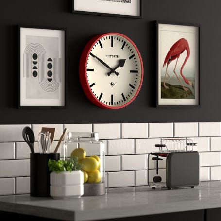 Number Three Railway Wall Clock Red