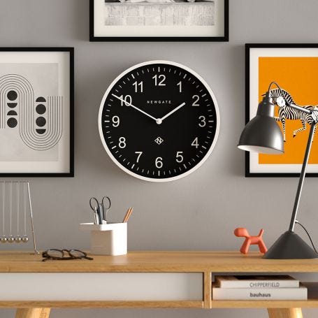 Number Three Professor Wall Clock Polar White Black Face