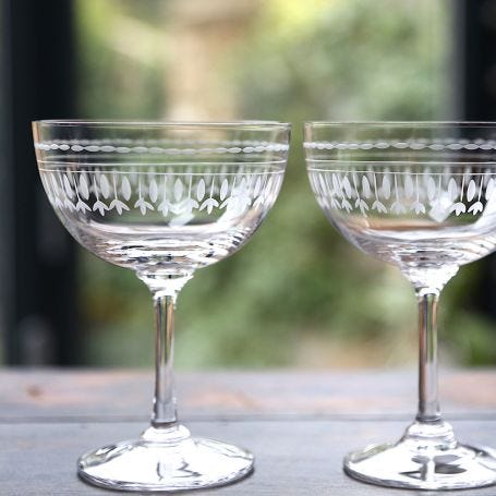 Champagne Saucers Ovals Set of 2