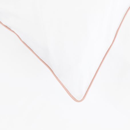 Organic Cotton Percale Pink Piped Edge White Bed Linen