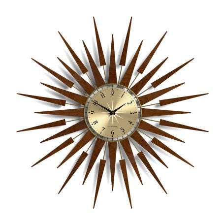 Pluto Starburst Gold Wall Clock