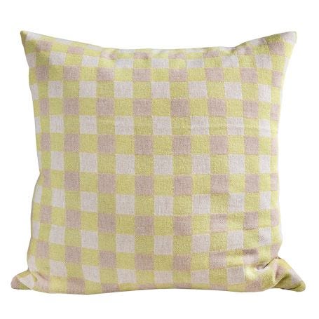 Poppy Merino Check Cushion Green 50 x 50cm