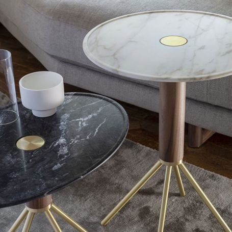 Jelly 55 Side Table Round White Calacatta Gold