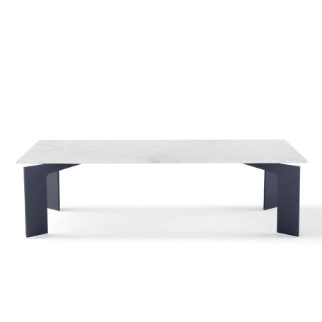 Range Rectangular Coffee Table Marble Carrara Top Metal Base Ral 7016