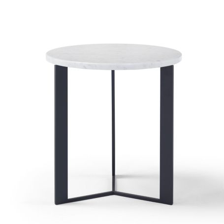 Range Round Side Table Marble Carrara Top Metal Base Ral 7015